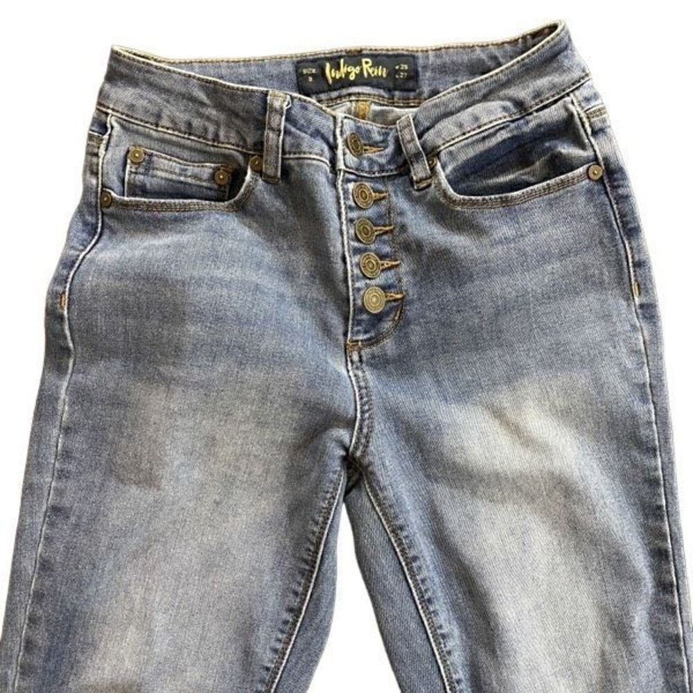 Indigo Rein Raw hem skinny jeans button fly w25 l27 - Picture 6 of 10